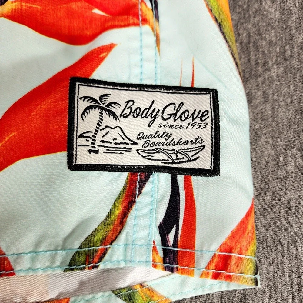 Body Glove Hawaiian Board Short 36 Men Blue Red Bird Paradise Tropical Swim 8